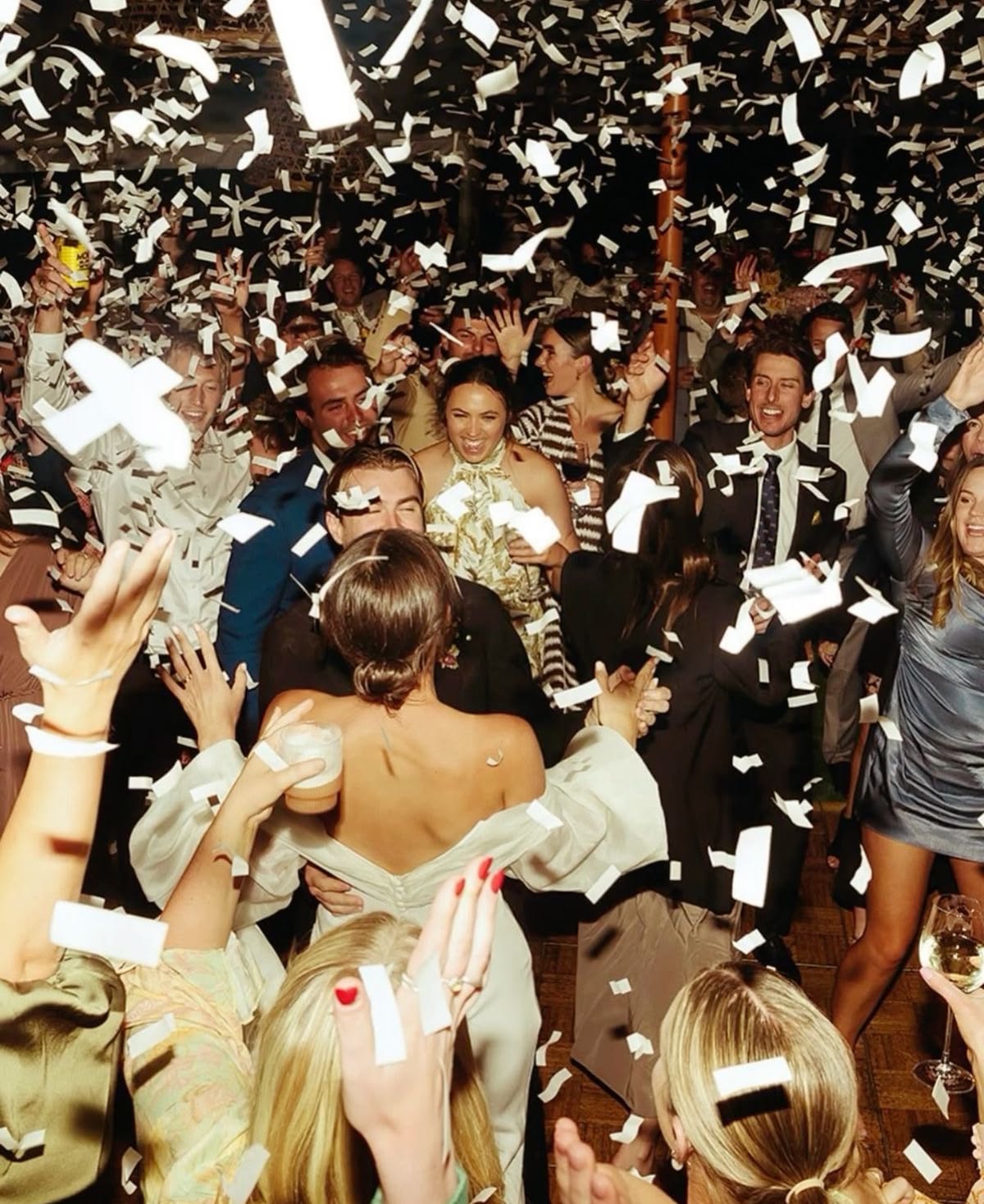 Wedding dancefloor with confetti